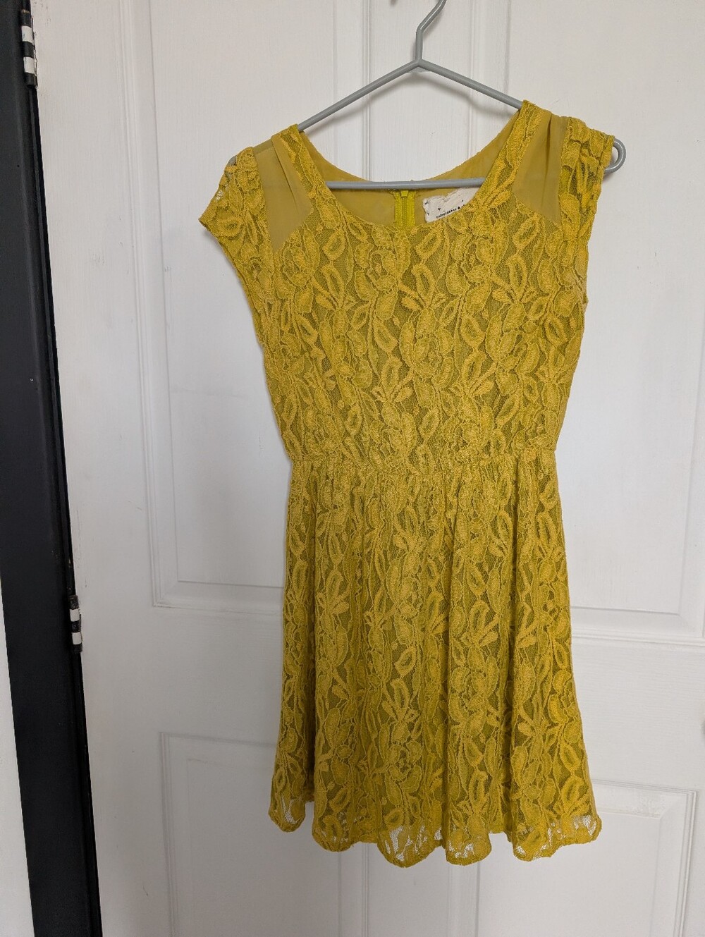 Vintage Coincidence And Chance Yellow Lace Fit & Flare Dress